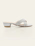 Celesta Silver Block Heels with Glitter Crossover Straps – Essence by Rubina